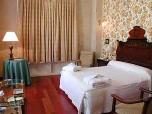 Deluxe double with city view, queen bed, private facilities (bath and shower), and breakfast